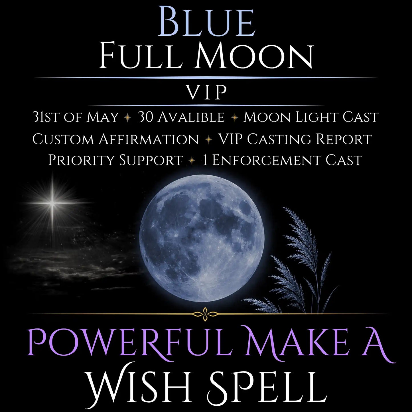 Blue Full Moon Make A Wish Bespoke Spell