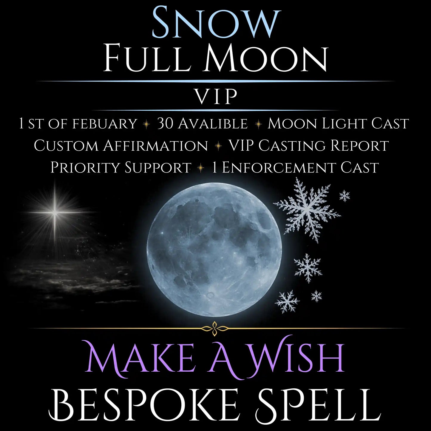 Snow Full Moon Make A Wish Bespoke Spell