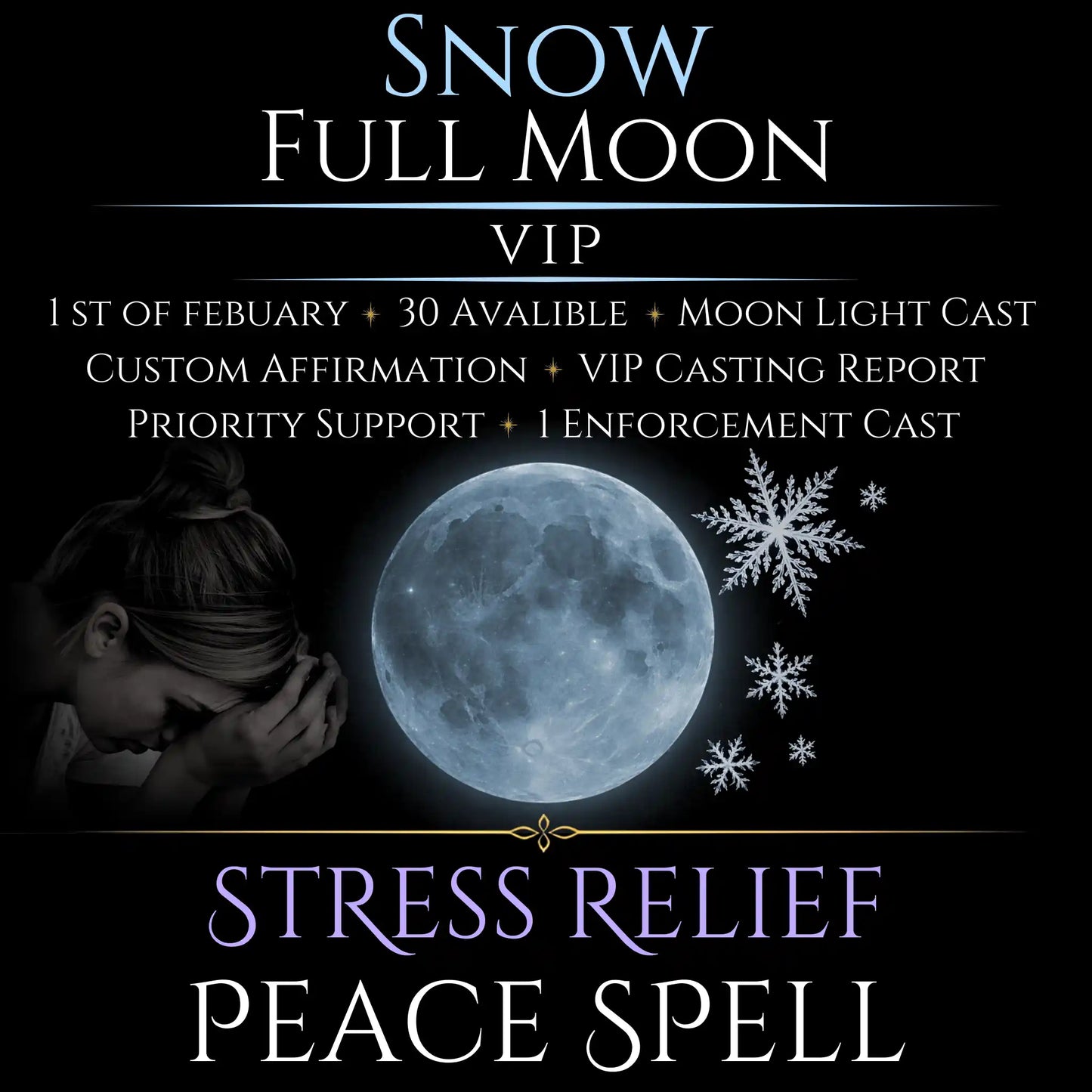 Snow Full Moon Stress Relief Peace Spell