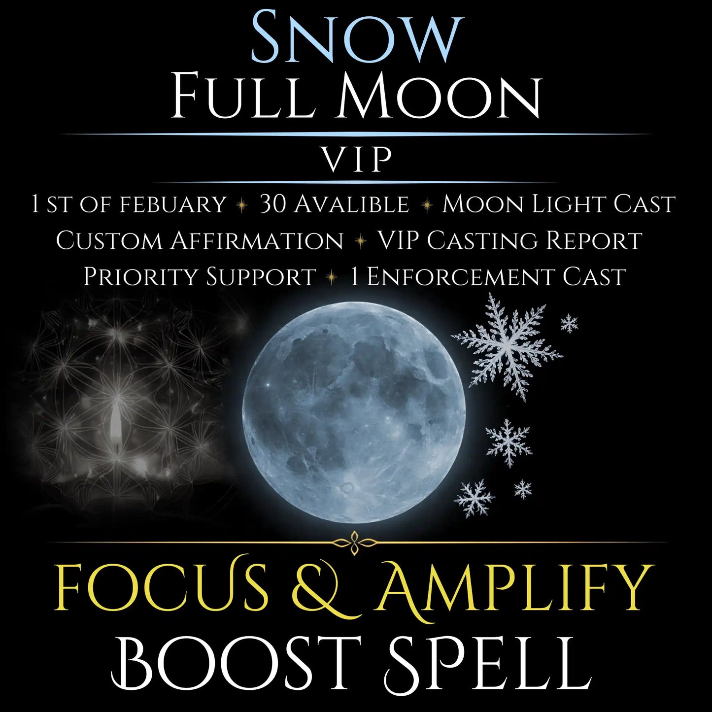 Snow Full Moon Focus & Amplify Boost Spell