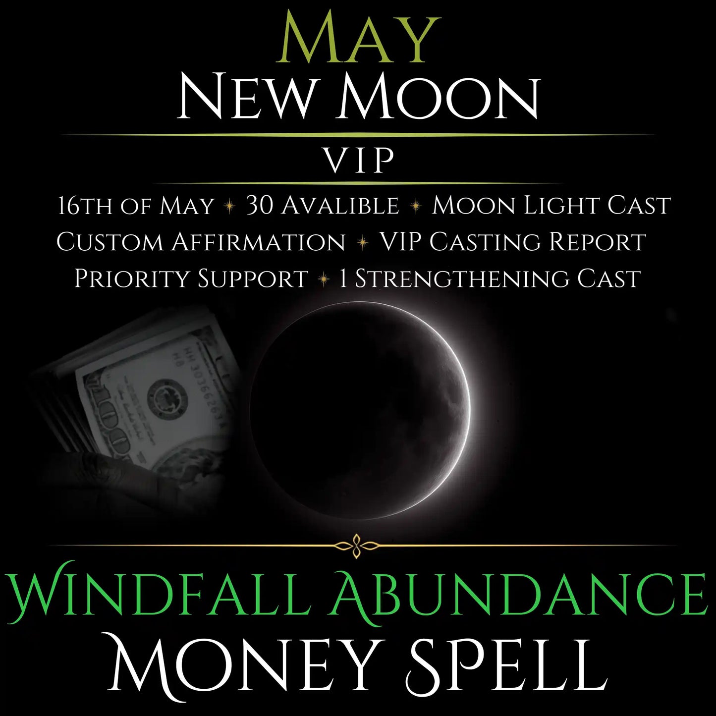 May New Moon Windfall Abundance Money Spell
