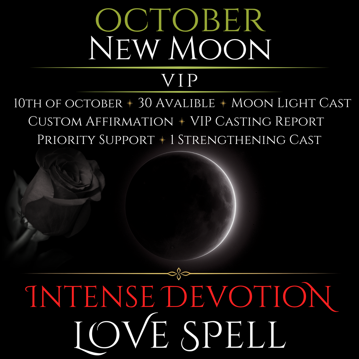 October New Moon Intense Devotion Love Spell
