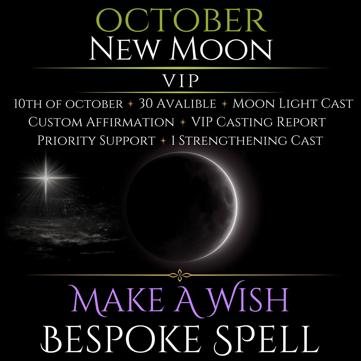 October New Moon Make A Wish Bespoke Spell