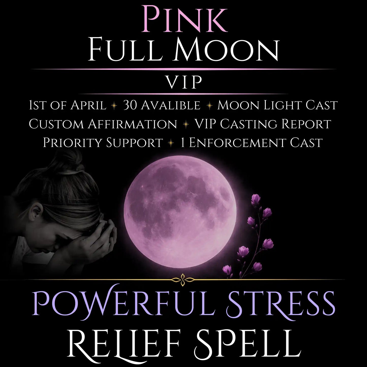 Pink Full Moon Stress Relief Peace Spell