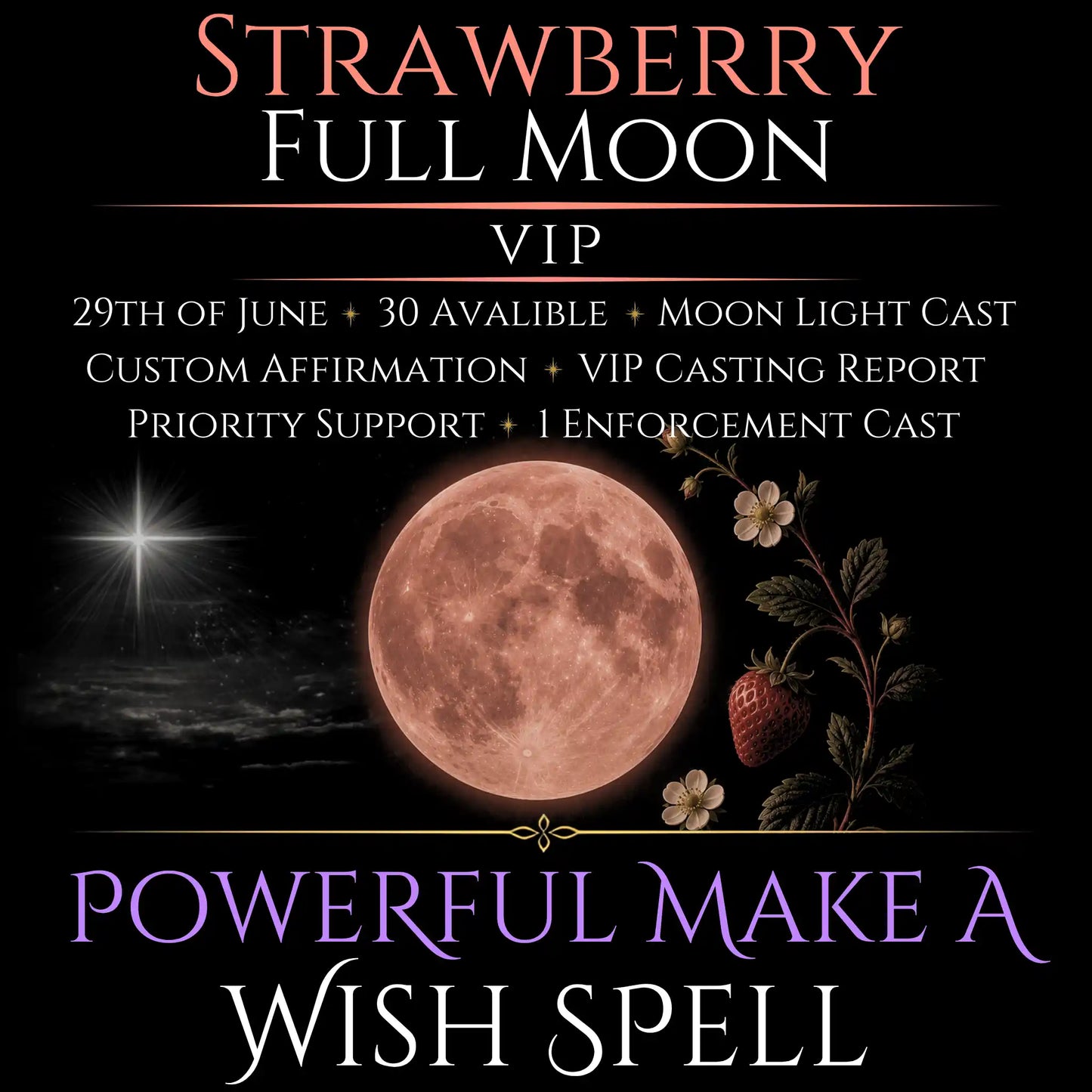 Strawberry Full Moon Make A Wish Bespoke Spell