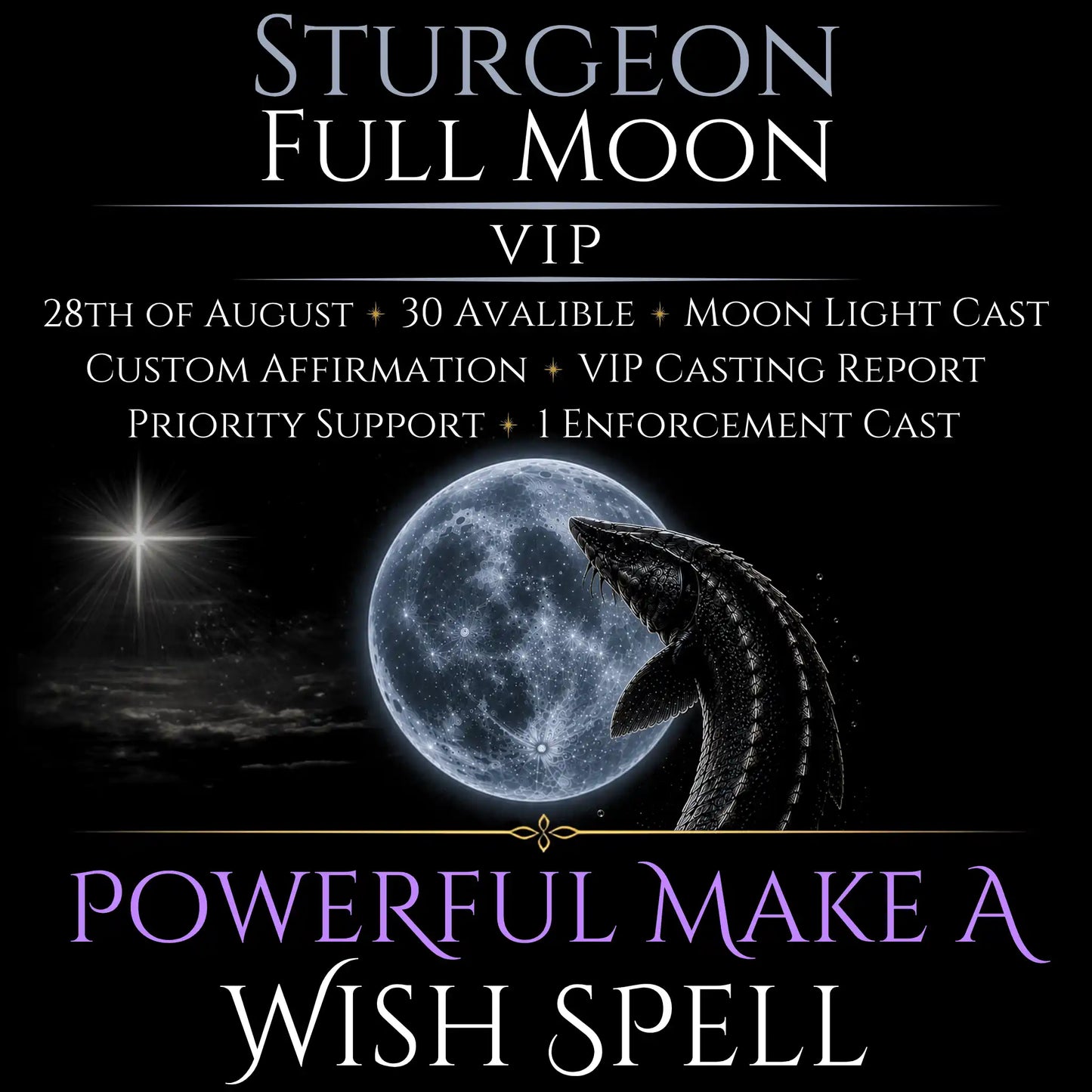 Sturgeon Full Moon Make A Wish Bespoke Spell