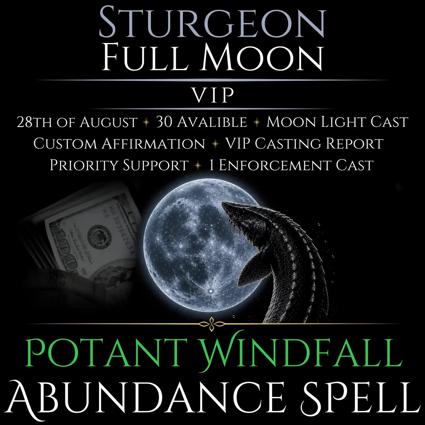 Sturgeon Full Moon Windfall Abundance Money Spell