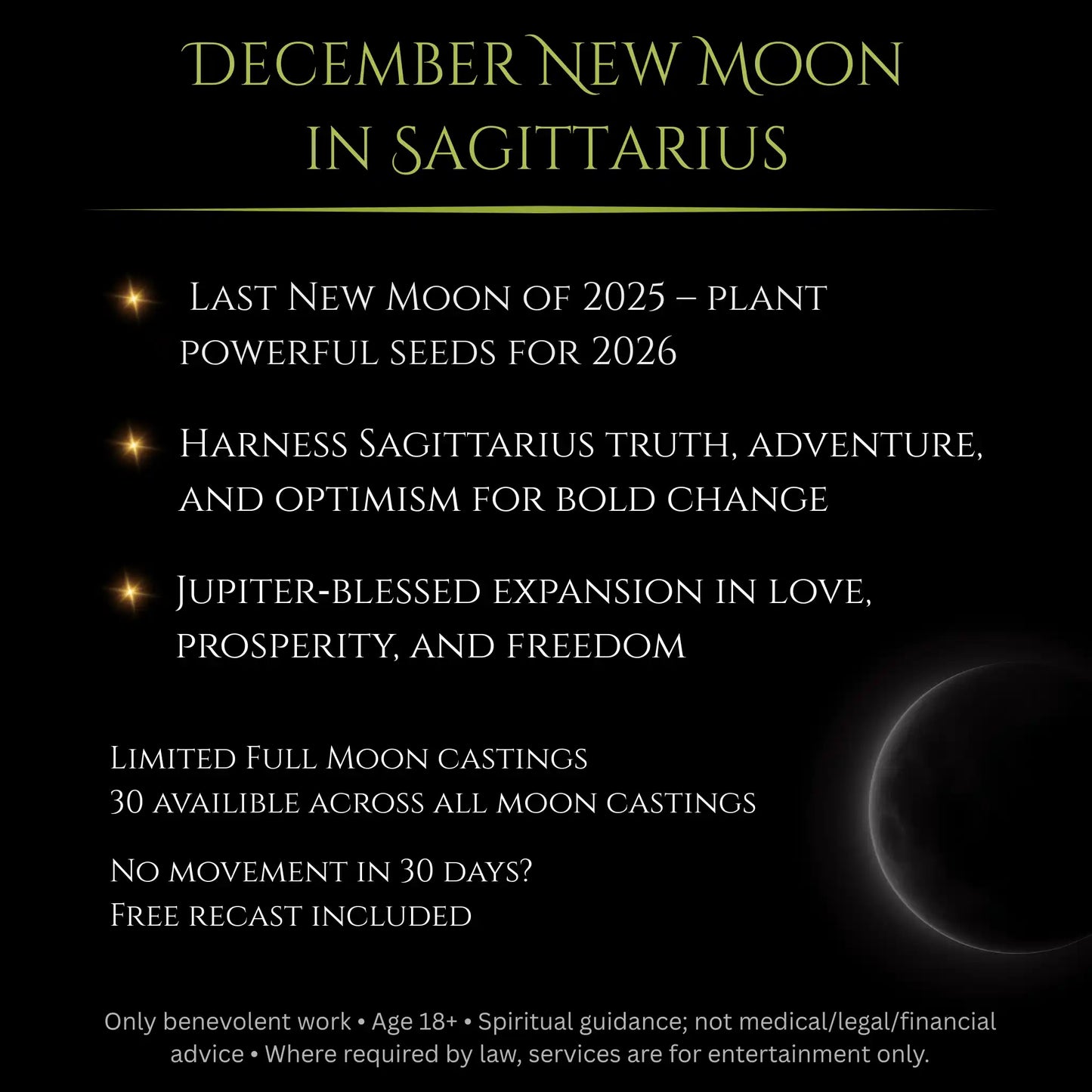 December New Moon Banish Evil Hex Removal Spell