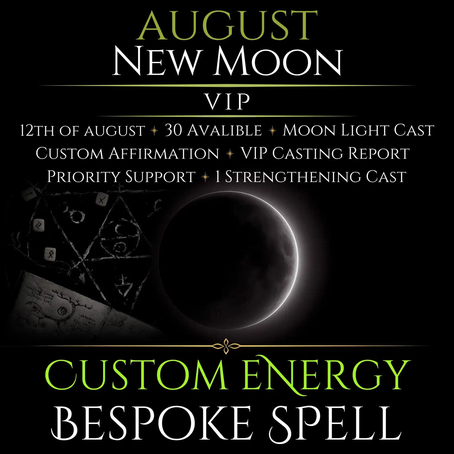 August New Moon Custom Energy Bespoke Spell