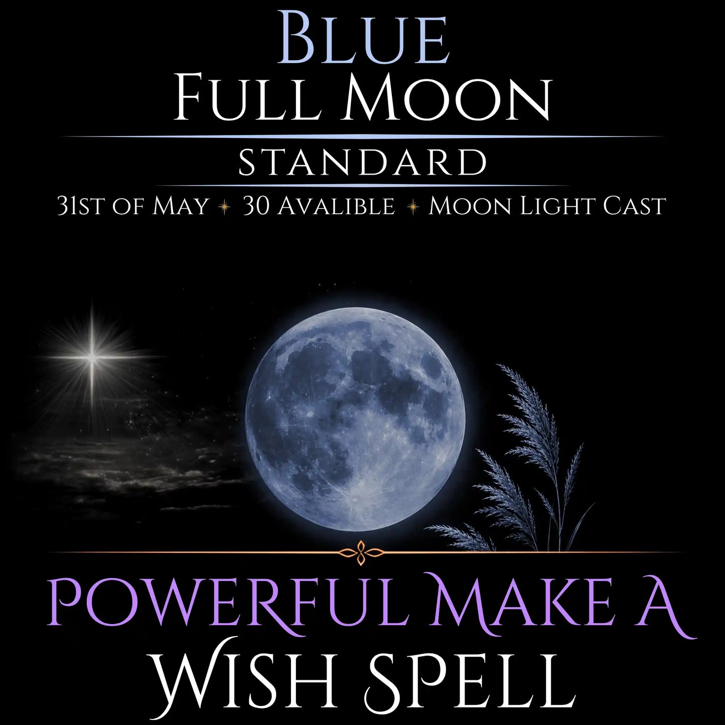 Blue Full Moon Make A Wish Bespoke Spell