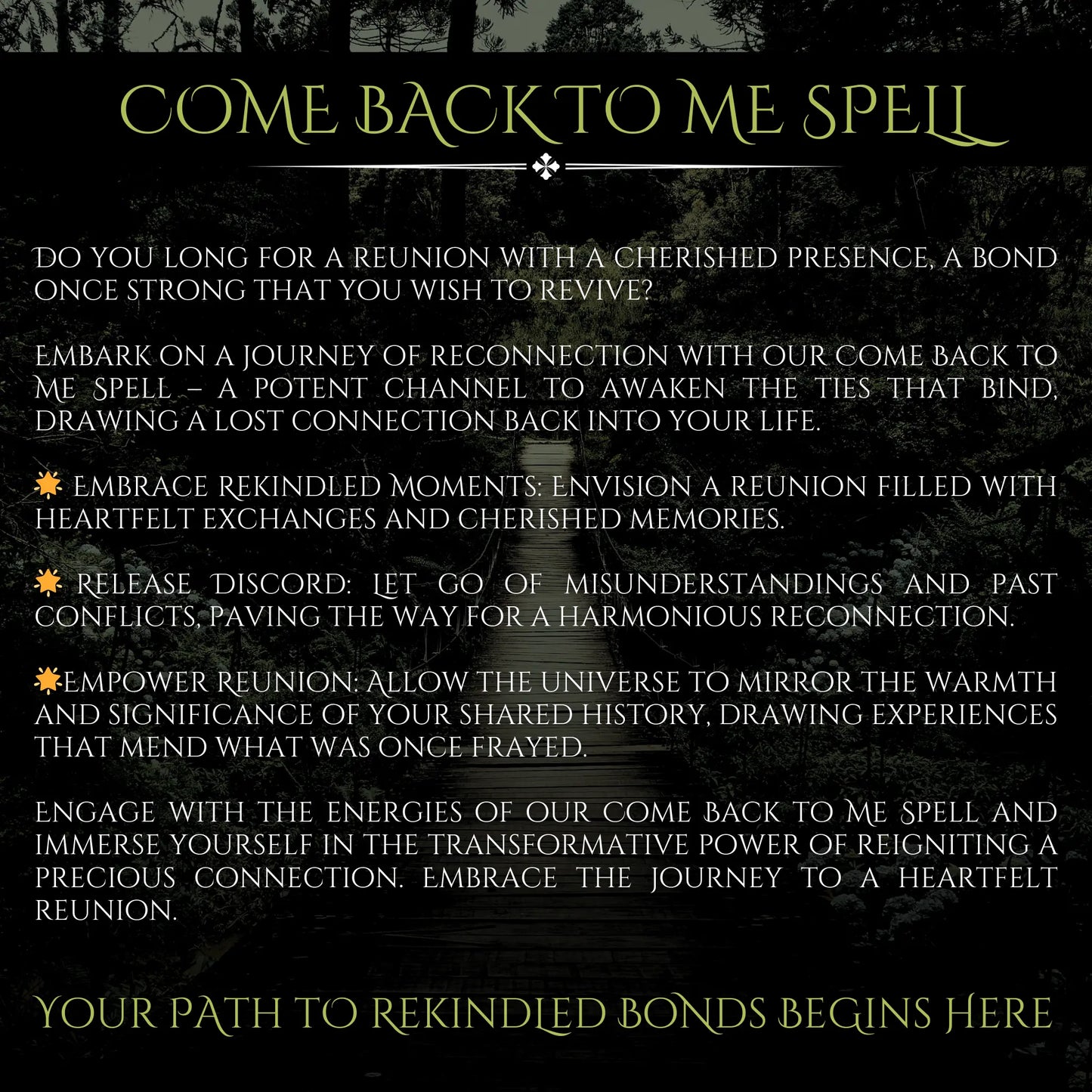 Come Back To Me Love Spell