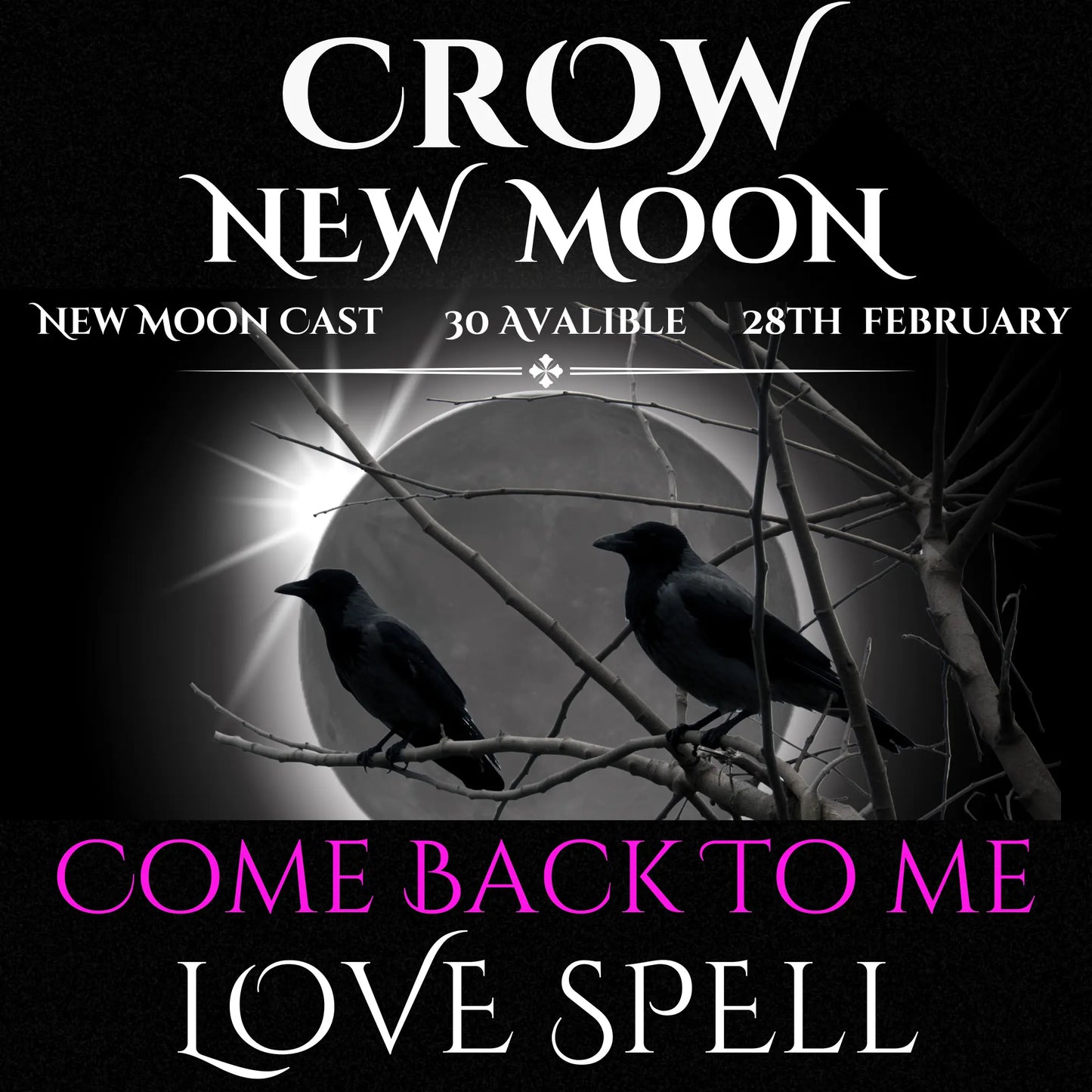 Crow New Moon Come Back To Me Love Spell