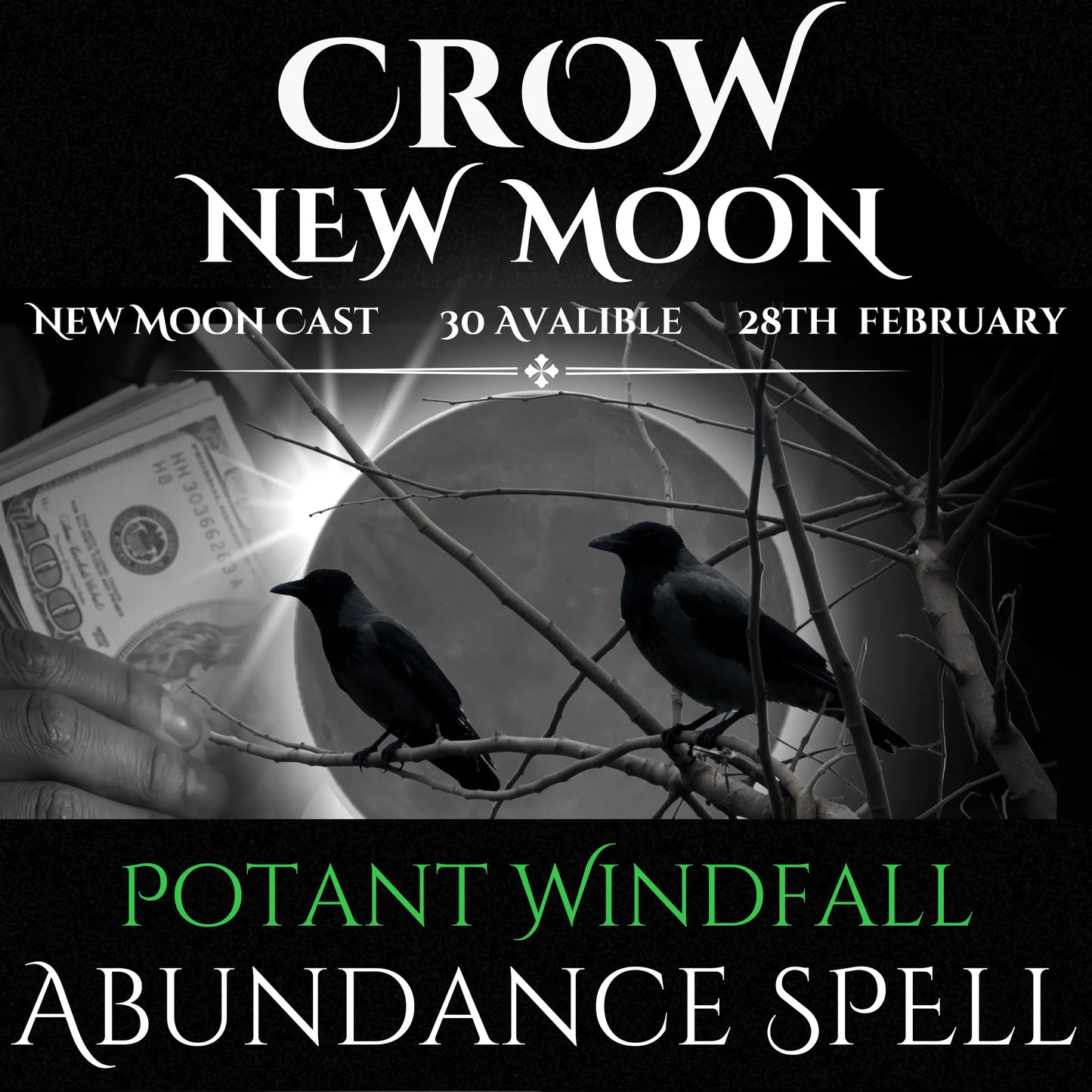 Crow New Moon Banish Evil Hex Spell