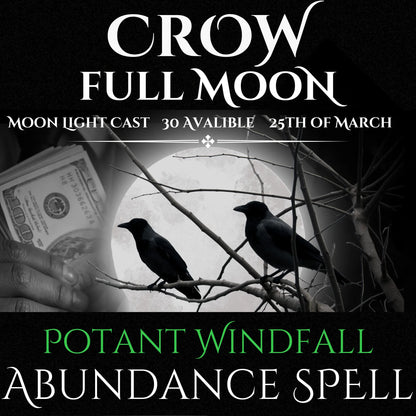 Crow Full Moon Potent Windfall Abundance Spell