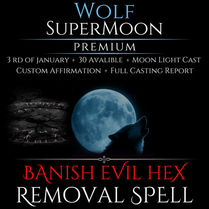 Wolf SuperMoon Banish Evil Hex Removal Spell