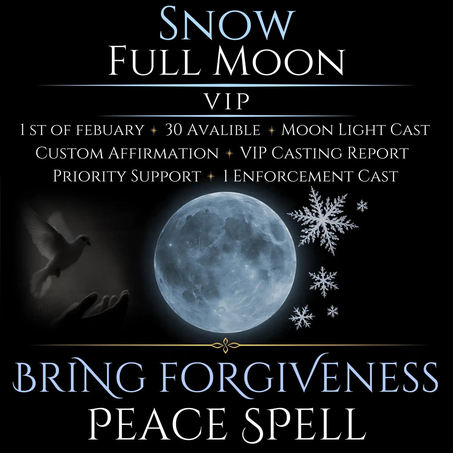 Snow Full Moon Bring Forgiveness Peace Spell