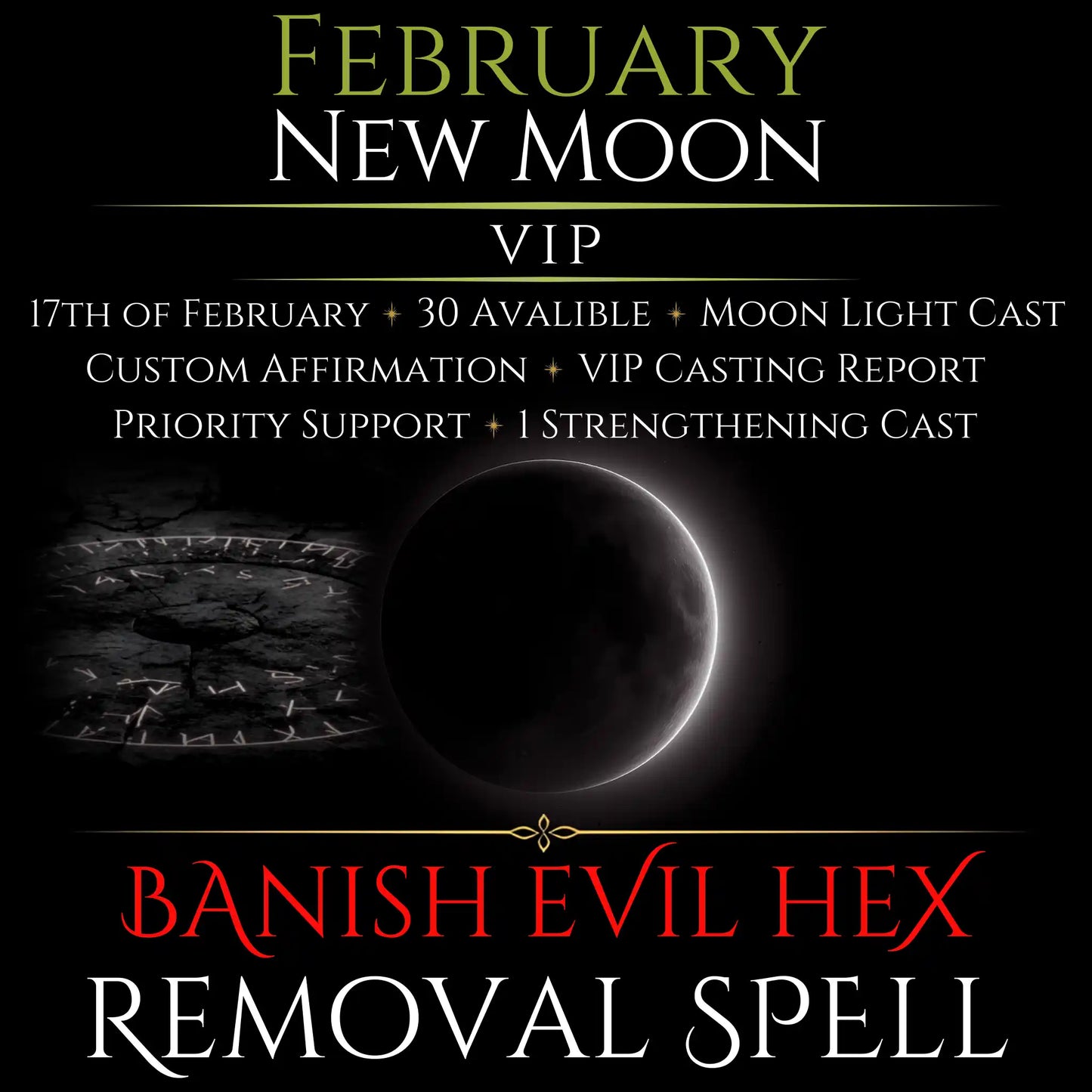 February New Moon Eclipse Banish Evil Hex Removal Spell
