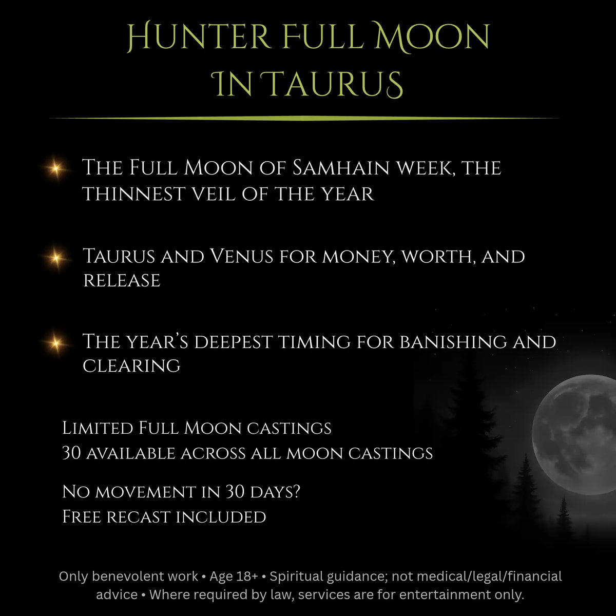 Hunter Full Moon Windfall Abundance Money Spell