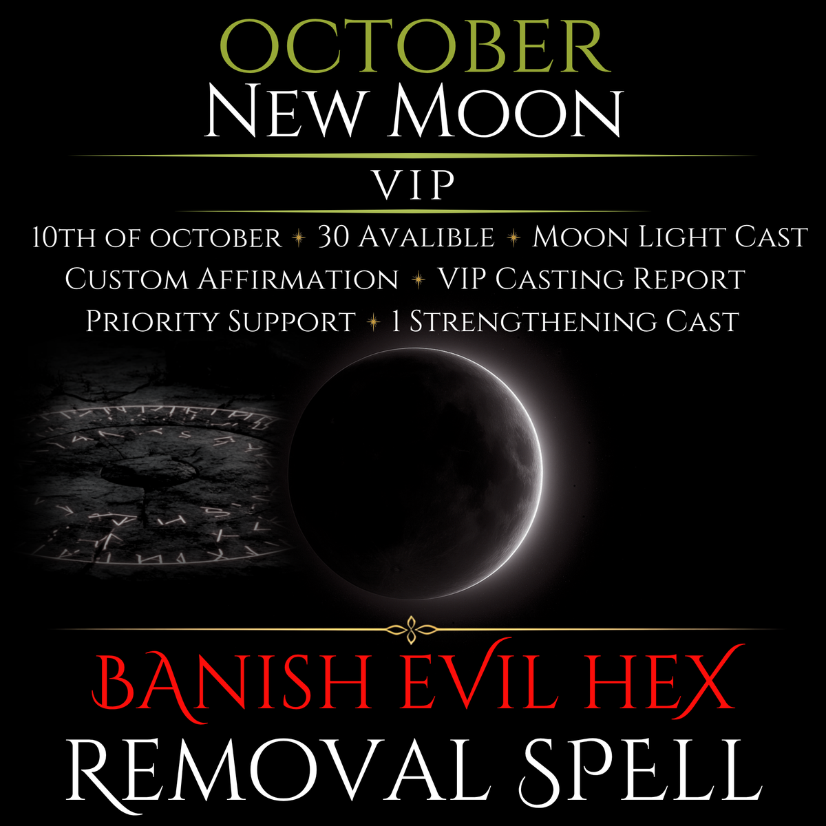 October New Moon Banish Evil Hex Removal Spell