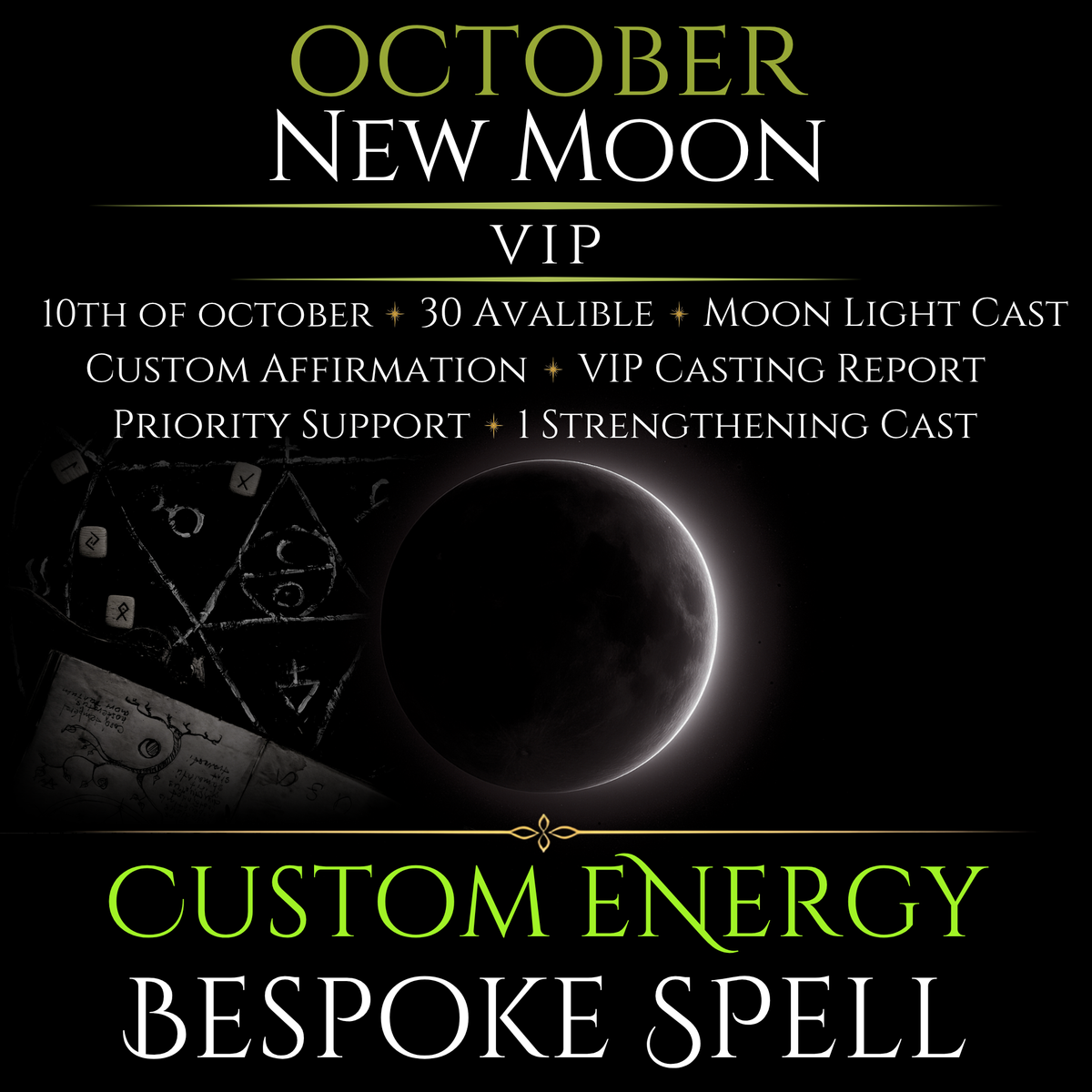 October New Moon Custom Energy Bespoke Spell