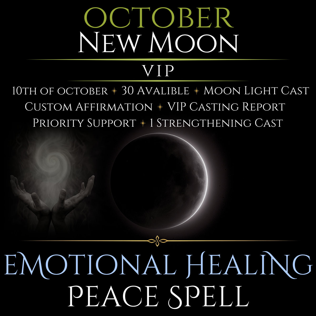 October New Moon Emotional Healing Peace Spell