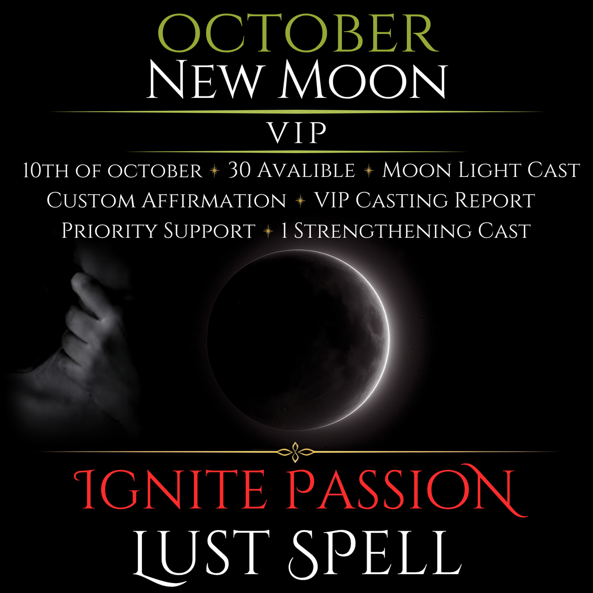 October New Moon Ignite Passion Lust Spell