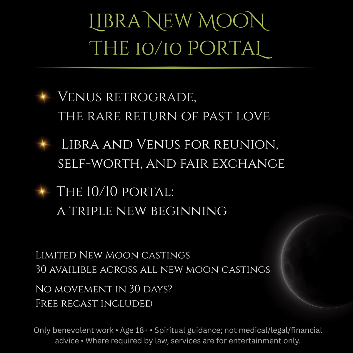 October New Moon Make A Wish Bespoke Spell