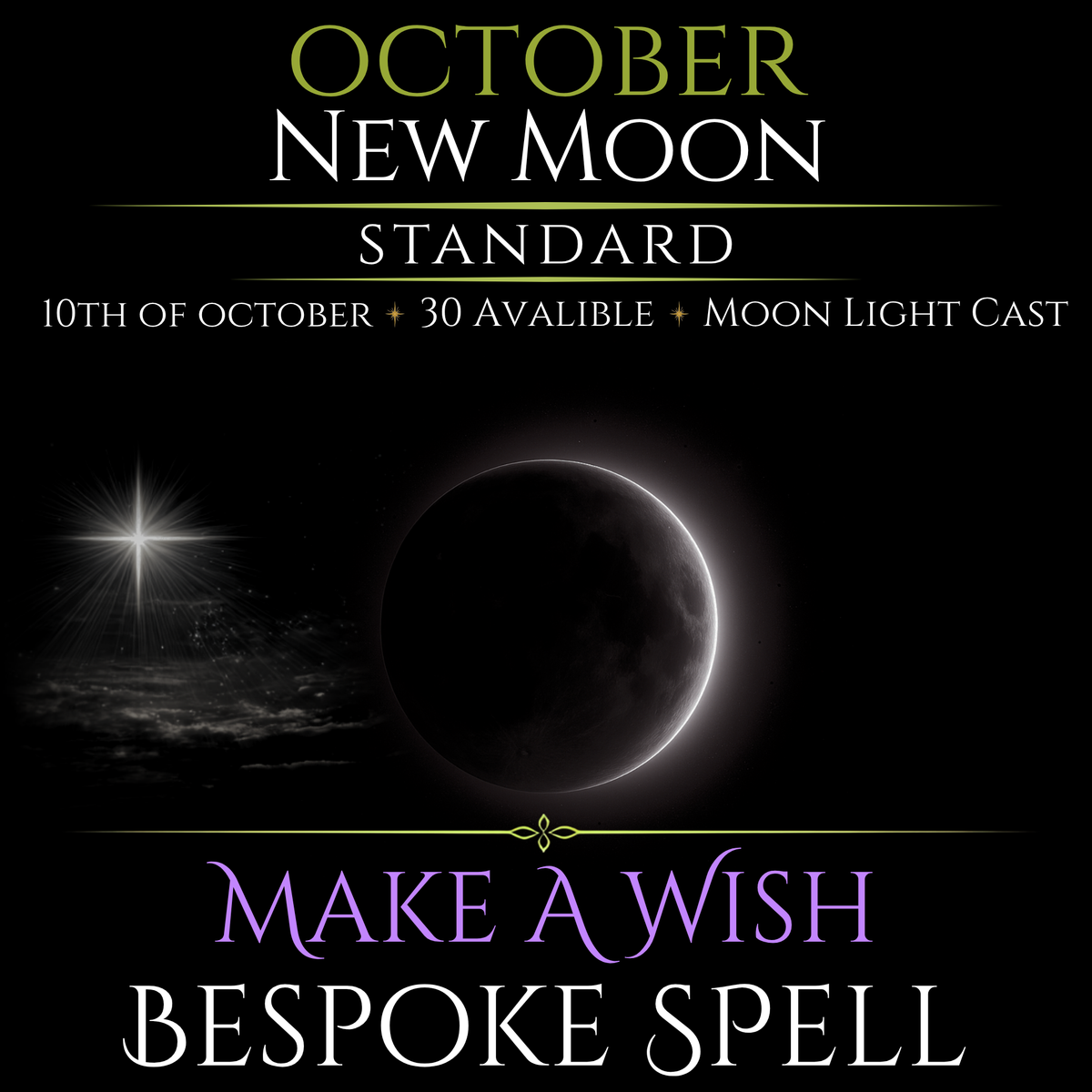 October New Moon Make A Wish Bespoke Spell