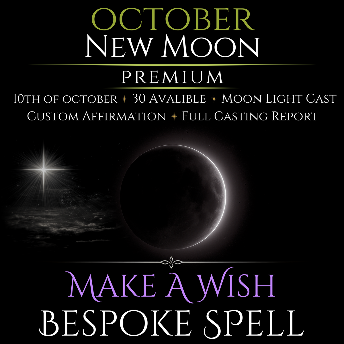 October New Moon Make A Wish Bespoke Spell