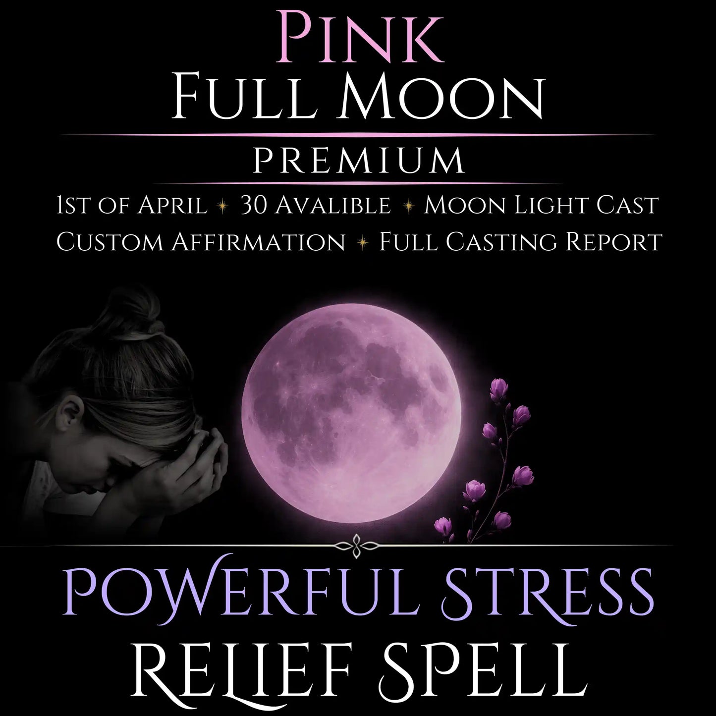 Pink Full Moon Stress Relief Peace Spell
