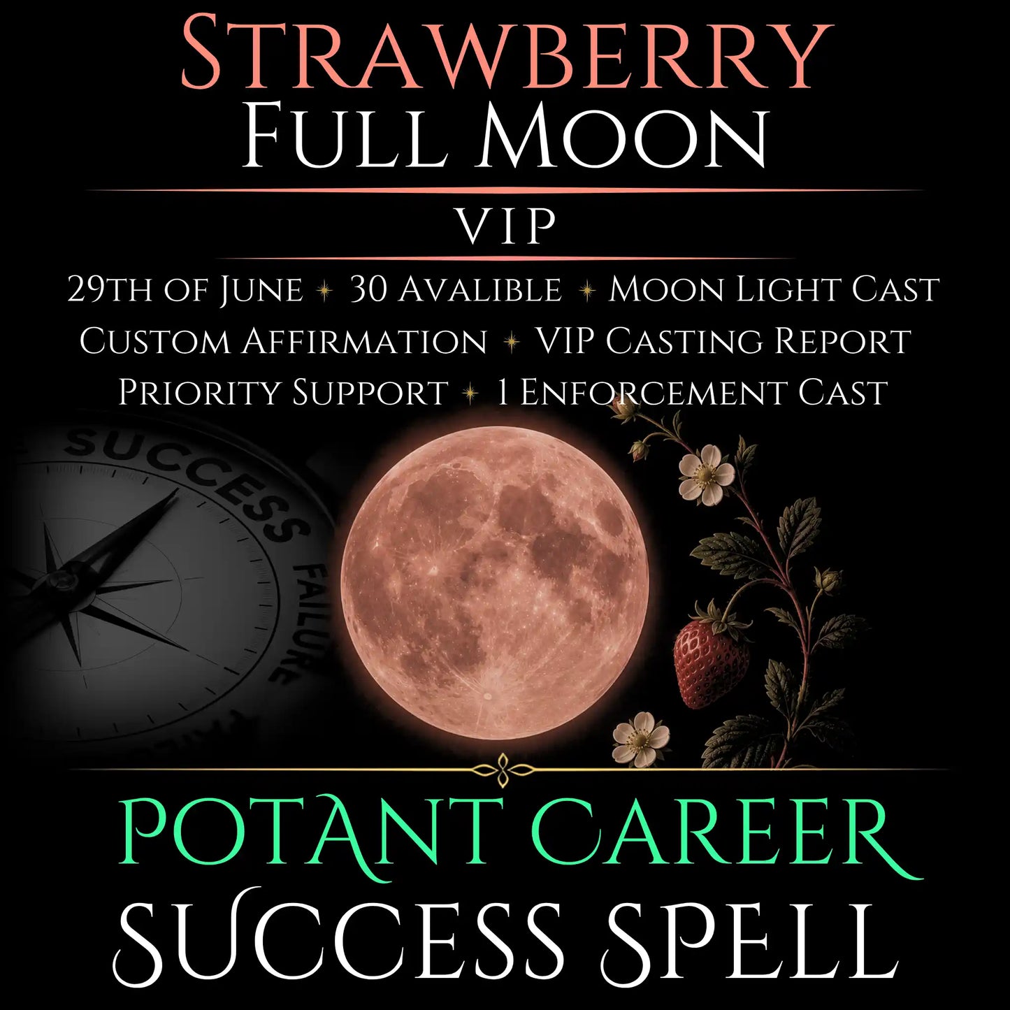 Strawberry Full Moon Career Growth Success Spell