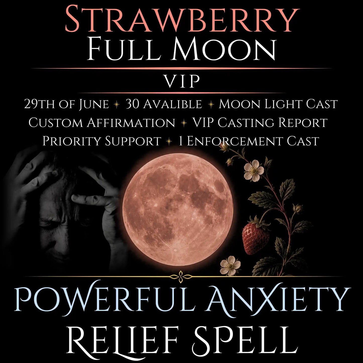 Strawberry Full Moon Anxiety Relief Peace Spell