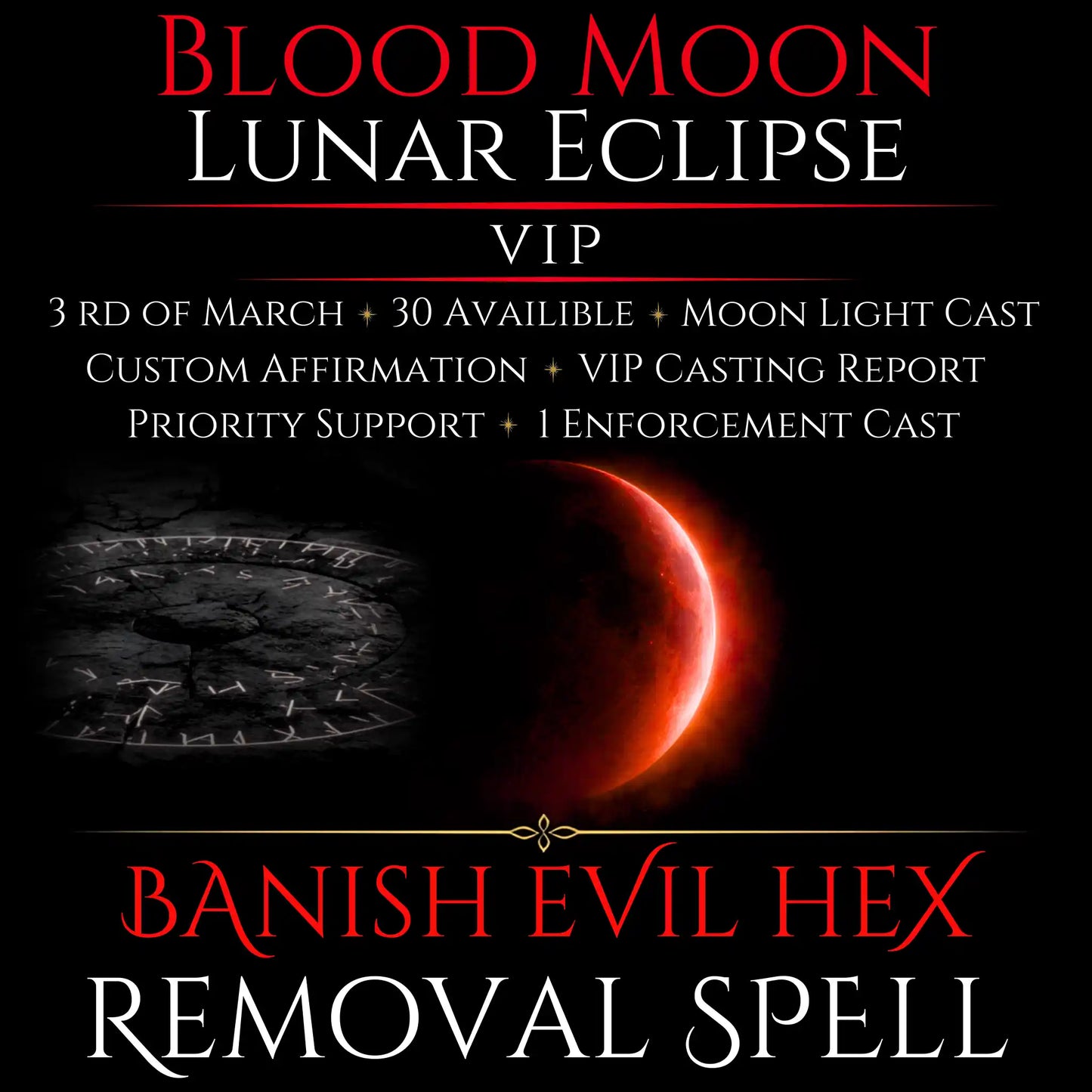 Blood Moon Lunar Eclipse Banish Evil Hex Removal Spell