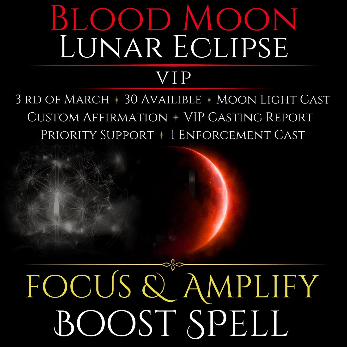 Blood Moon Lunar Eclipse Focus & Amplify Boost Spell