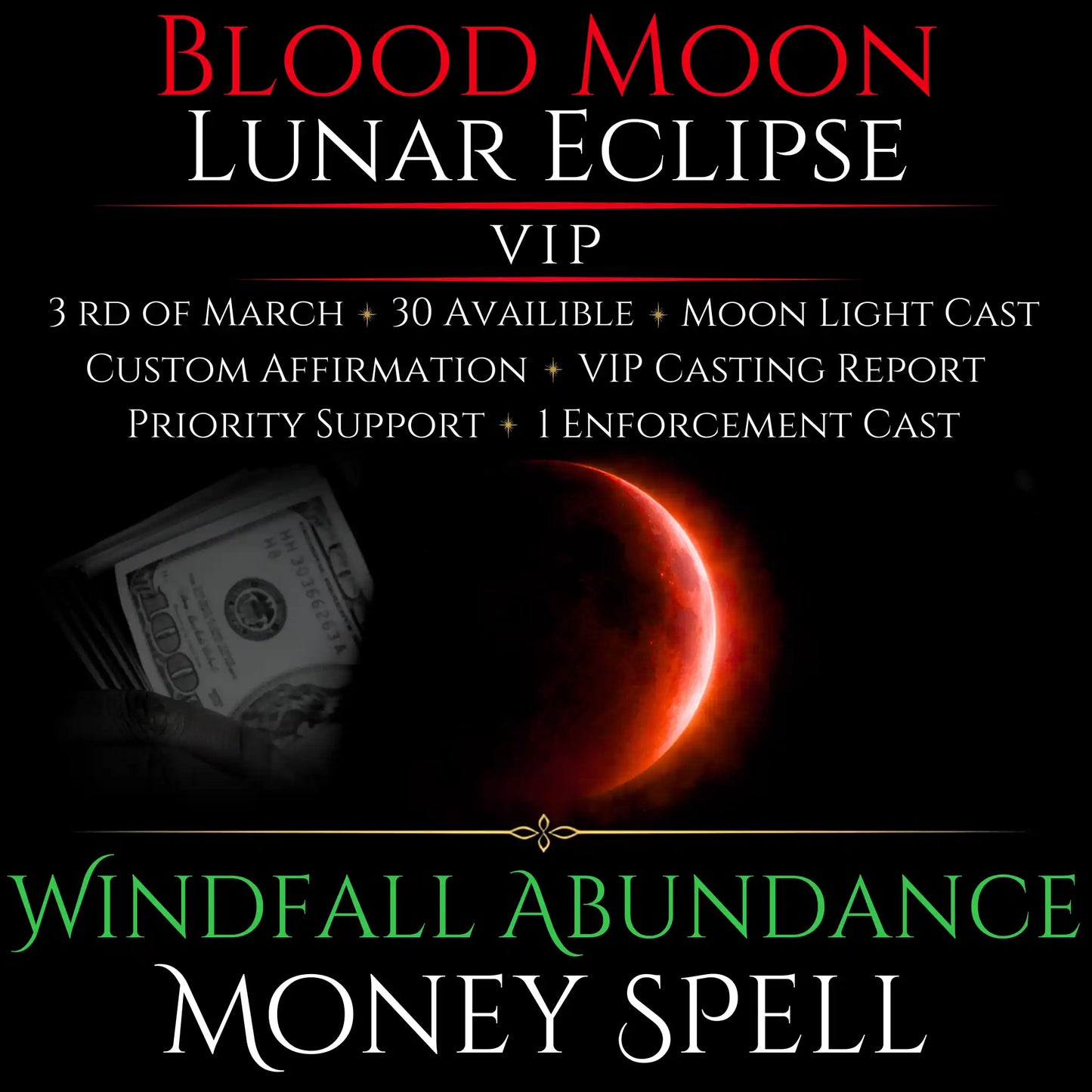 Blood Moon Lunar Eclipse Windfall Abundance Money Spell